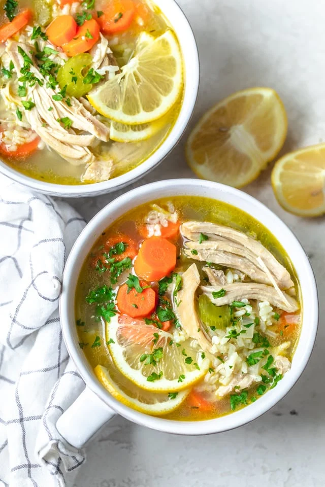 Chicken Lemon Rice Soup 