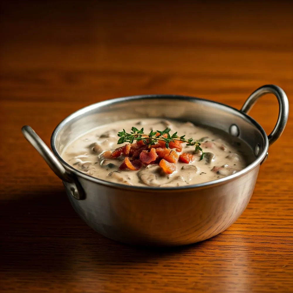 Creamy Mushroom Sauce with Bacon and Thyme