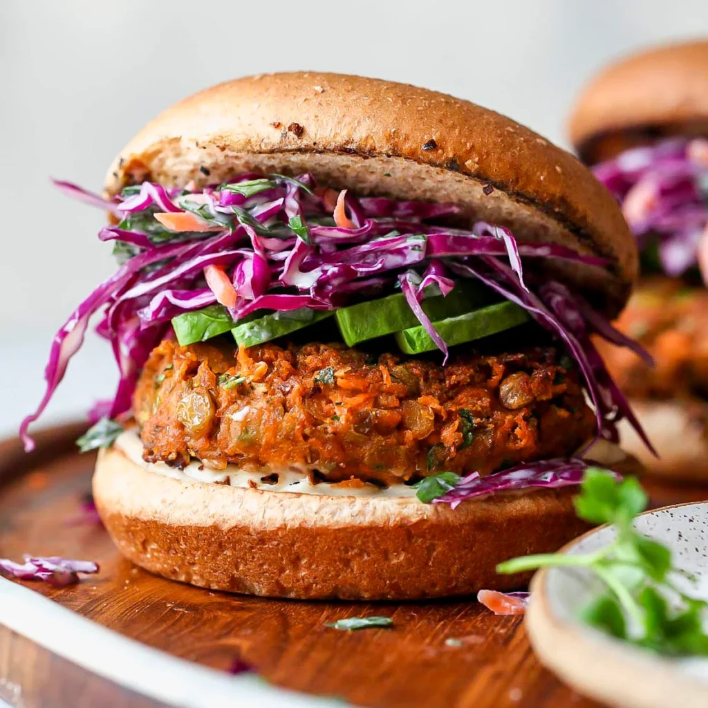 Vegan lentil burger