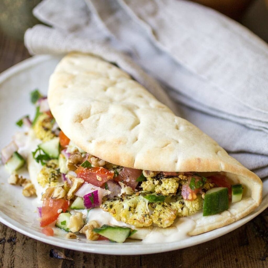 Vegetarian Middle Eastern Pita Wrap