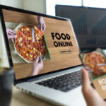 Close up woman ordering food online  by internet  Concept order food